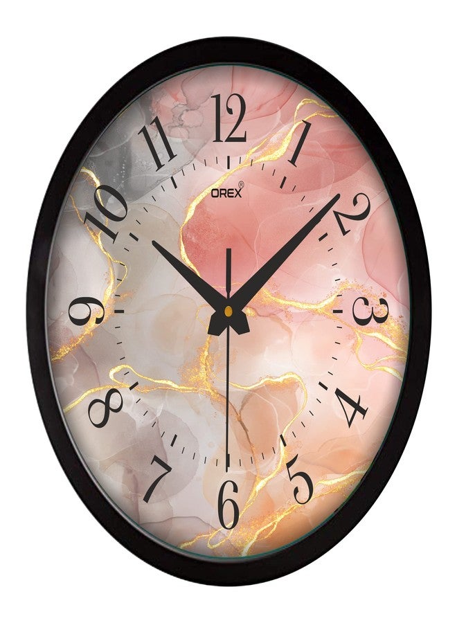 OREX 12 Inch Modern Stylish Plastic Classic Wall Clock for Living Room Decor | Analog Clock for Classroom, Bedroom, Kitchen, Office, School (Black Ring) - Image 1